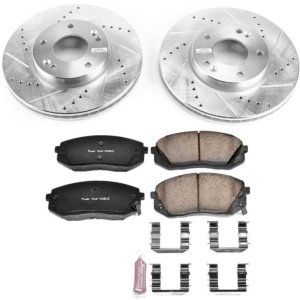 Kia Rondo Brake Kit - Front - PowerStop - Z23 Evolution Sport + Drilled & Slotted Rotors + Carbon-Fiber Ceramic Pads - `07-`10