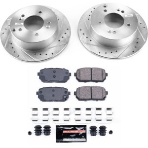 Kia Rondo Brake Kit - Rear - PowerStop - Drilled & Slotted Rotors + Carbon-Fiber Ceramic Pads - `07-`10