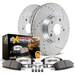Acura TL Brake Kit - Front - PowerStop - Drilled & Slotted Rotors + Carbon-Fiber Ceramic Pads - `09-`14