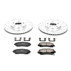 Acura TL Brake Kit - Front - PowerStop - Drilled & Slotted Rotors + Carbon-Fiber Ceramic Pads - `09-`14