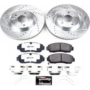 Honda Odyssey Brake Kit - Front - PowerStop - Drilled & Slotted Rotors + Carbon-Fiber Ceramic Pads - `11-`14