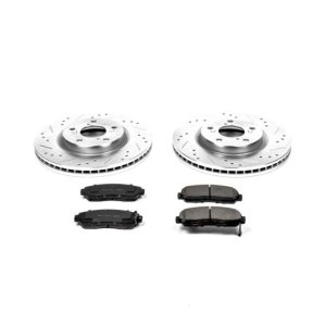 Honda Odyssey Brake Kit - Front - PowerStop - Drilled & Slotted Rotors + Carbon-Fiber Ceramic Pads - `11-`14