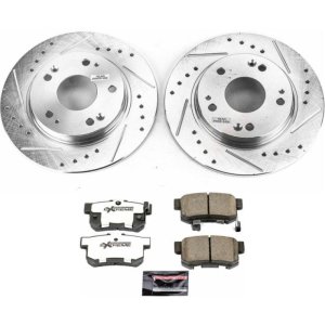 Honda CR-Z Brake Kit - Rear - PowerStop - Drilled & Slotted Rotors + Carbon-Fiber Ceramic Pads - `11-`15
