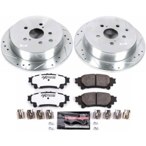 Lexus RX350 Brake Kit - Rear - PowerStop - Drilled & Slotted Rotors + Carbon-Fiber Ceramic Pads - `10-`15
