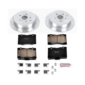 Lexus RX350 Brake Kit - Rear - PowerStop - Drilled & Slotted Rotors + Carbon-Fiber Ceramic Pads - `10-`15