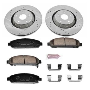 Toyota Venza Brake Kit - Front - PowerStop - Drilled & Slotted Rotors + Carbon-Fiber Ceramic Pads - `09-`16