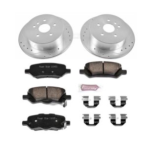 Toyota Venza Brake Kit - Rear - PowerStop - Drilled & Slotted Rotors + Carbon-Fiber Ceramic Pads - `09-`16