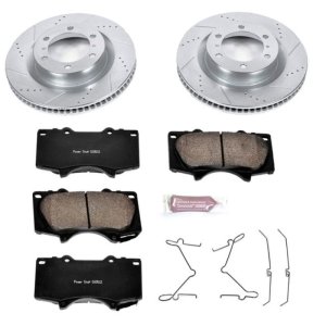 Lexus GX460 Brake Kit - Front - PowerStop - Drilled & Slotted Rotors + Carbon-Fiber Ceramic Pads - `10-`19
