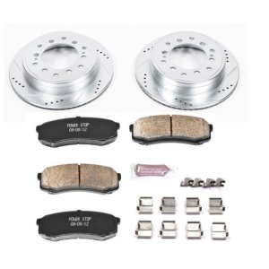 Lexus GX460 Brake Kit - Rear - PowerStop - Drilled & Slotted Rotors + Carbon-Fiber Ceramic Pads - `10-`19