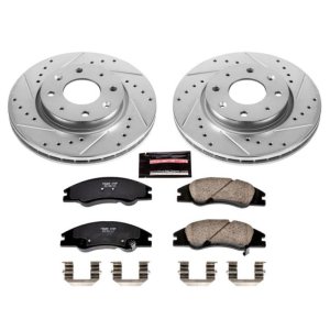 Kia Spectra Brake Kit - Front - PowerStop - Z23 Evolution Sport, Drilled & Slotted Rotors + Carbon-Fiber Ceramic Pads - `04-`09