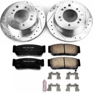 Kia Sorento Brake Kit - Rear - PowerStop - Drilled & Slotted Rotors + Carbon-Fiber Ceramic Pads - `07-`09