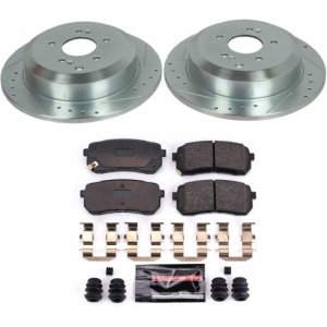 Hyundai Veracruz Brake Kit - Rear - PowerStop - Drilled & Slotted Rotors + Carbon-Fiber Ceramic Pads - `07-`12
