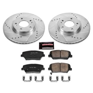 Hyundai Santa Fe Brake Kit - Front - PowerStop - Drilled & Slotted Rotors + Carbon-Fiber Ceramic Pads - `10-`12
