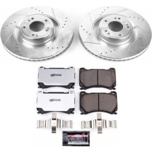 Hyundai Equus Brake Kit - Front - PowerStop - Drilled & Slotted Rotors + Carbon-Fiber Ceramic Pads - 2011