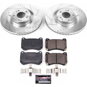 Hyundai Equus Brake Kit - Front - PowerStop - Drilled & Slotted Rotors + Carbon-Fiber Ceramic Pads - 2011