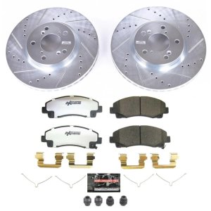 Honda Ridgeline Brake Kit - Front - PowerStop - Drilled & Slotted Rotors + Carbon-Fiber Ceramic Pads - `12-`14