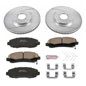 Honda Ridgeline Brake Kit - Front - PowerStop - Drilled & Slotted Rotors + Carbon-Fiber Ceramic Pads - `12-`14