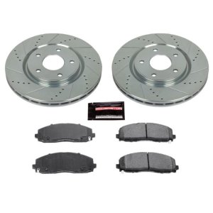 Chrysler Pacifica Brake Kit - Front - PowerStop - Drilled & Slotted Rotors + Carbon-Fiber Ceramic Pads - `17-`19