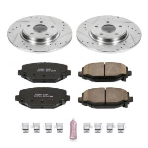 Chrysler Town & Country Brake Kit - Rear - PowerStop - Drilled & Slotted Rotors + Carbon-Fiber Ceramic Pads - `12-`16