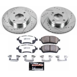 Ford Fiesta Brake Kit - Front - PowerStop - Z26 Street Warrior + Drilled & Slotted Rotors + Carbon-Fiber Ceramic Pads - `11-`19