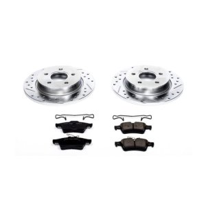 Ford Focus Brake Kit - Rear - PowerStop - Drilled & Slotted Rotors + Carbon-Fiber Ceramic Pads - `12-`18