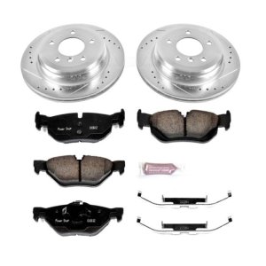 BMW 3 Series Brake Kit - Rear - PowerStop - Drilled & Slotted Rotors + Carbon-Fiber Ceramic Pads - `11-`13