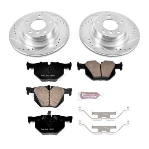 BMW 335i Brake Kit - Rear - PowerStop - Drilled & Slotted Rotors + Carbon-Fiber Ceramic Pads - `11-`13
