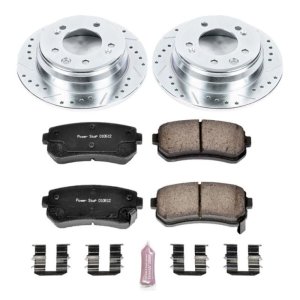Hyundai Elantra Brake Kit - Rear - PowerStop - Drilled & Slotted Rotors + Carbon-Fiber Ceramic Pads - `09-`12