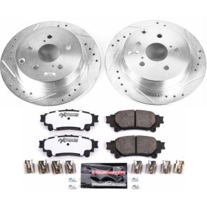 Toyota Mirai Brake Kit - Rear - PowerStop - Z36 Truck & Tow + Drilled & Slotted Rotors + Carbon-Fiber Ceramic Pads - `16-`18