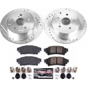 Toyota Mirai Brake Kit - Rear - PowerStop - Drilled & Slotted Rotors + Carbon-Fiber Ceramic Pads - `16-`18