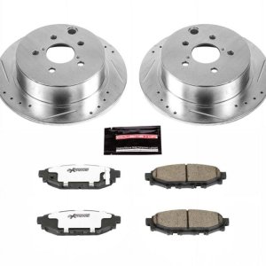 Subaru XV Crosstrek Brake Kit - Rear - PowerStop - Drilled & Slotted Rotors + Carbon-Fiber Ceramic Pads - `16-`21