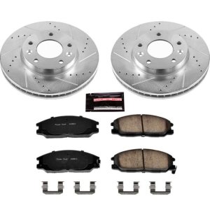 Kia Sedona Brake Kit - Front - PowerStop - Z23 Evolution Sport + Drilled & Slotted Rotors + Carbon-Fiber Ceramic Pads - `04-`05