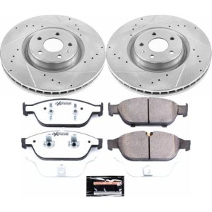 Audi A6 Quattro Brake Kit - Front - PowerStop - Drilled & Slotted Rotors + Carbon-Fiber Ceramic Pads - `12-`16