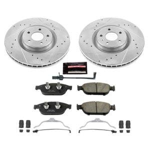 Audi A6 Quattro Brake Kit - Front - PowerStop - Drilled & Slotted Rotors + Carbon-Fiber Ceramic Pads - `12-`16