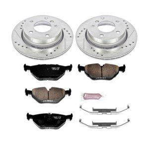 BMW 323Ci Brake Kit - Rear - PowerStop - Z23 Evolution Sport + Drilled & Slotted Rotors + Carbon-Fiber Ceramic Pads - 2000