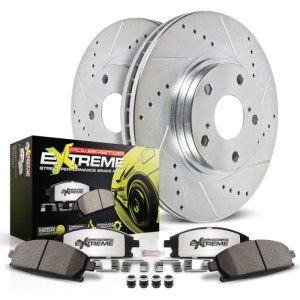 Audi A4 Brake Kit - Front - PowerStop - Z26 Street Warrior + Drilled & Slotted Rotors + Carbon-Fiber Ceramic Pads - `12-`16
