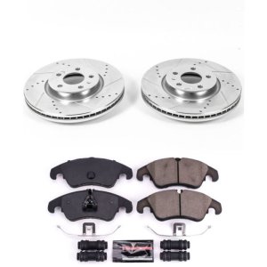 Audi A4 Brake Kit - Front - PowerStop - Drilled & Slotted Rotors + Carbon-Fiber Ceramic Pads - `12-`16