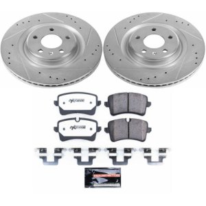 Audi A6 Brake Kit - Rear - PowerStop - Drilled & Slotted Rotors + Carbon-Fiber Ceramic Pads - `14-`18