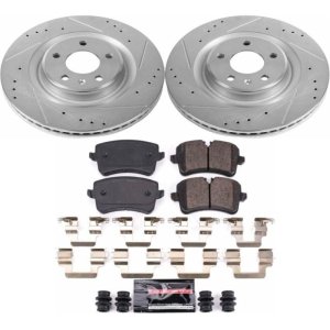 Audi A6 Brake Kit - Rear - PowerStop - Drilled & Slotted Rotors + Carbon-Fiber Ceramic Pads - `14-`18