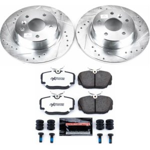 Land Rover Discovery Brake Kit - Rear - PowerStop - Z26 Street Warrior Upgrade + Drilled & Slotted Rotors + Carbon-Fiber Ceramic Pads - `99-`04