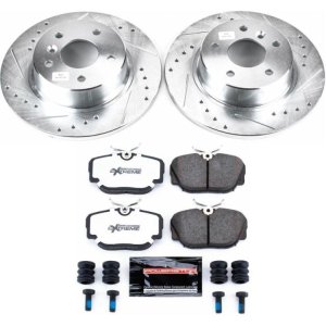 Land Rover Discovery Brake Kit - Rear - PowerStop - Z36 Truck & Tow + Drilled & Slotted Rotors + Carbon-Fiber Ceramic Pads - `99-`04