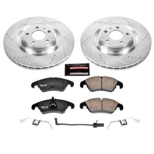 Audi S4 Brake Kit - Front - PowerStop - Drilled & Slotted Rotors + Carbon-Fiber Ceramic Pads - `10-`11