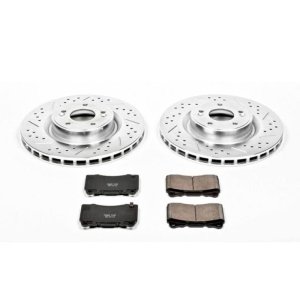 Hyundai Genesis Coupe Brake Kit - Front - PowerStop - Z23 Evolution Sport + Drilled & Slotted Rotors + Carbon-Fiber Ceramic Pads - `10-`16