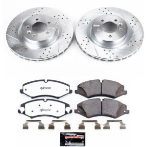 Land Rover Range Rover Sport Brake Pads + Rotors - Front - PowerStop - Z36 Truck & Tow: Drilled & Slotted Rotors + Carbon-Fiber Ceramic Pads - `10-`13 Land Rover Range Rover Sport Brake Pads + Rotors - Front - PowerStop - Z36 Truck & Tow: Drilled & Slotted Rotors + Carbon-Fiber Ceramic Pads - `10-`13