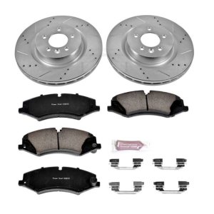 Land Rover Range Rover Sport Brake Pads + Rotors - Front - PowerStop - Z23 Evolution Sport: Drilled & Slotted Rotors + Carbon-Fiber Ceramic Pads - `10-`13 Land Rover Range Rover Sport Brake Pads + Rotors - Front - PowerStop - Z23 Evolution Sport: Drilled & Slotted Rotors + Carbon-Fiber Ceramic Pads - `10-`13