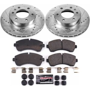 Dodge Sprinter 3500 Brake Kit - Front - PowerStop - Drilled & Slotted Rotors + Carbon-Fiber Ceramic Pads - `07-`09