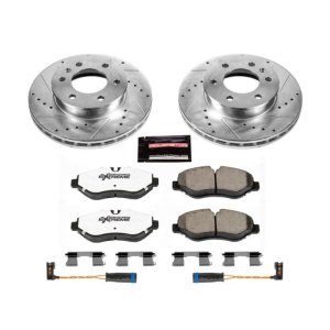 Dodge Sprinter 2500 Brake Kit - Front - PowerStop - Drilled & Slotted Rotors + Carbon-Fiber Ceramic Pads - `07-`09