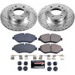 Dodge Sprinter 2500 Brake Kit - Front - PowerStop - Drilled & Slotted Rotors + Carbon-Fiber Ceramic Pads - `07-`09