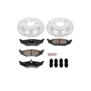 Chrysler 300M Brake Kit - Rear - PowerStop - Drilled & Slotted Rotors + Carbon-Fiber Ceramic Pads - `99-`04