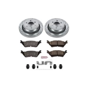 Ford F-150 Brake Kit - Rear - PowerStop - Z36 Truck & Tow Kit with Drilled & Slotted Rotors + Carbon-Fiber Ceramic Pads - `12-`18